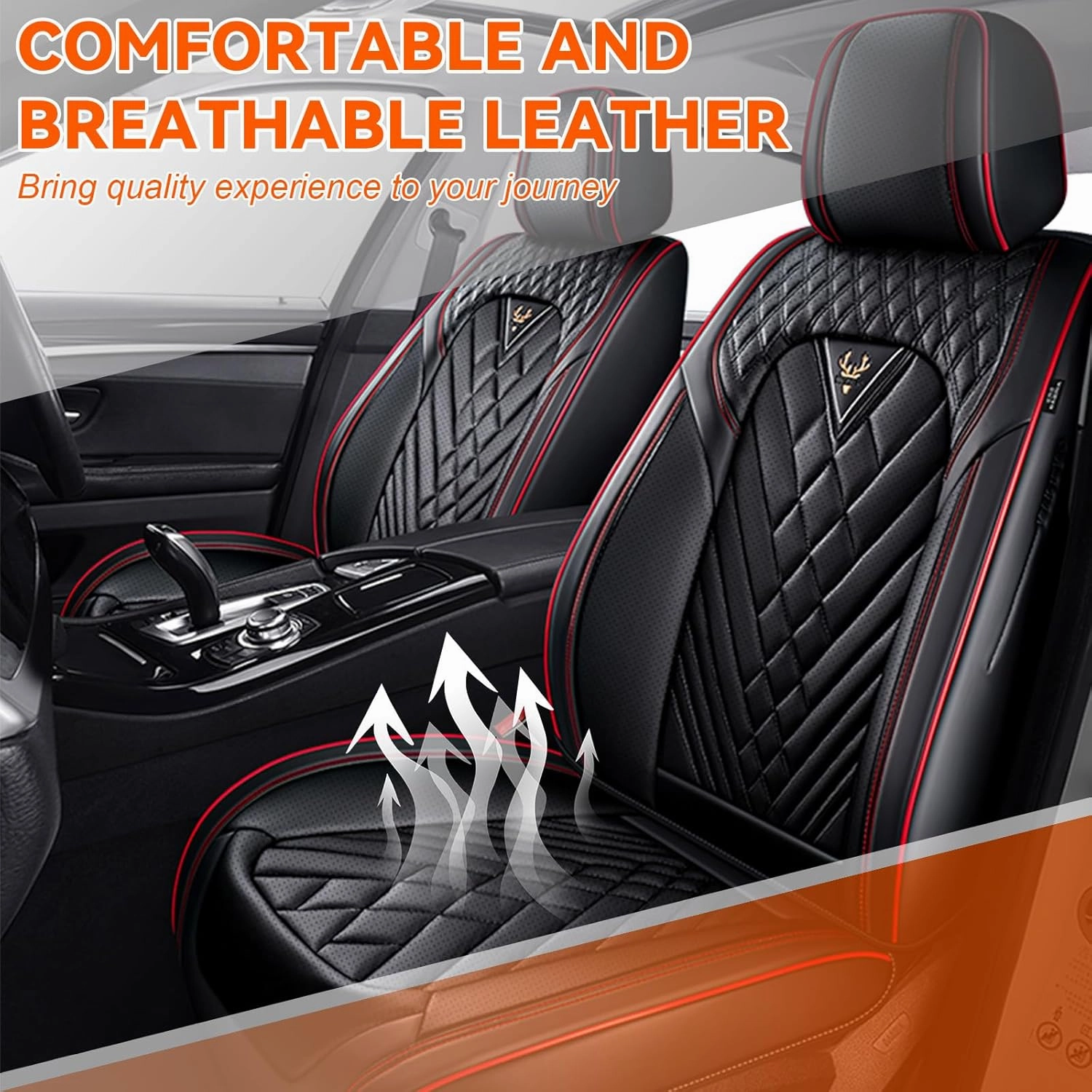 Car Seat Covers Fit for Saturn Ion 2003-2007,5 Seat Comfort Non-Slip Seat Cover Airbag Compatible,Waterproof Leather Seat Covers(Standard 5 Seat,Black Red)