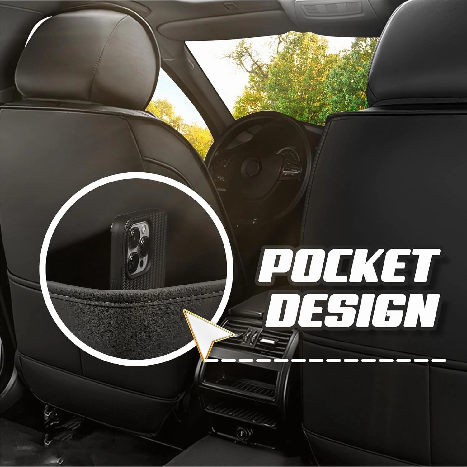 Car Seat Covers for Buick Envision 2016-2025, Premium Nappa Leather Car Seat Cover, Stylish Sport Seat Covers， Automobile Seat Cover Sets.(Luxury 5 Seats/Black)