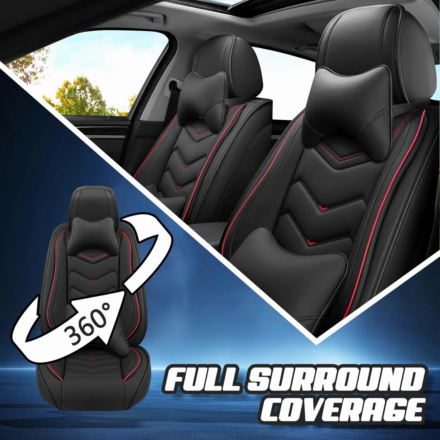 Car Seat Covers for Buick Envision 2016-2025, Premium Nappa Leather Car Seat Cover, Stylish Sport Seat Covers， Automobile Seat Cover Sets.(Luxury 5 Seats/Black)