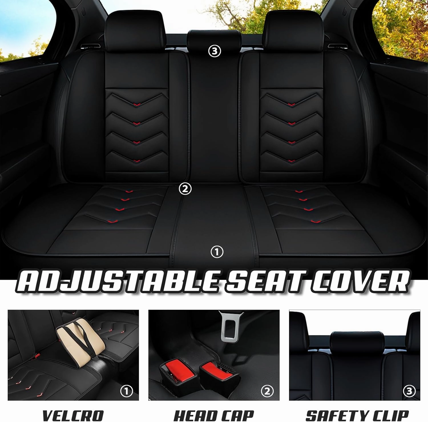 Car Seat Covers for Buick Envision 2016-2025, Premium Nappa Leather Car Seat Cover, Stylish Sport Seat Covers， Automobile Seat Cover Sets.(Luxury 5 Seats/Black)