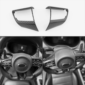 Carbon Fiber Car Steering Wheel Button Panel Frame Cover Decor Sticker Compatible with Kia Stinger 2017-2024 Accessories