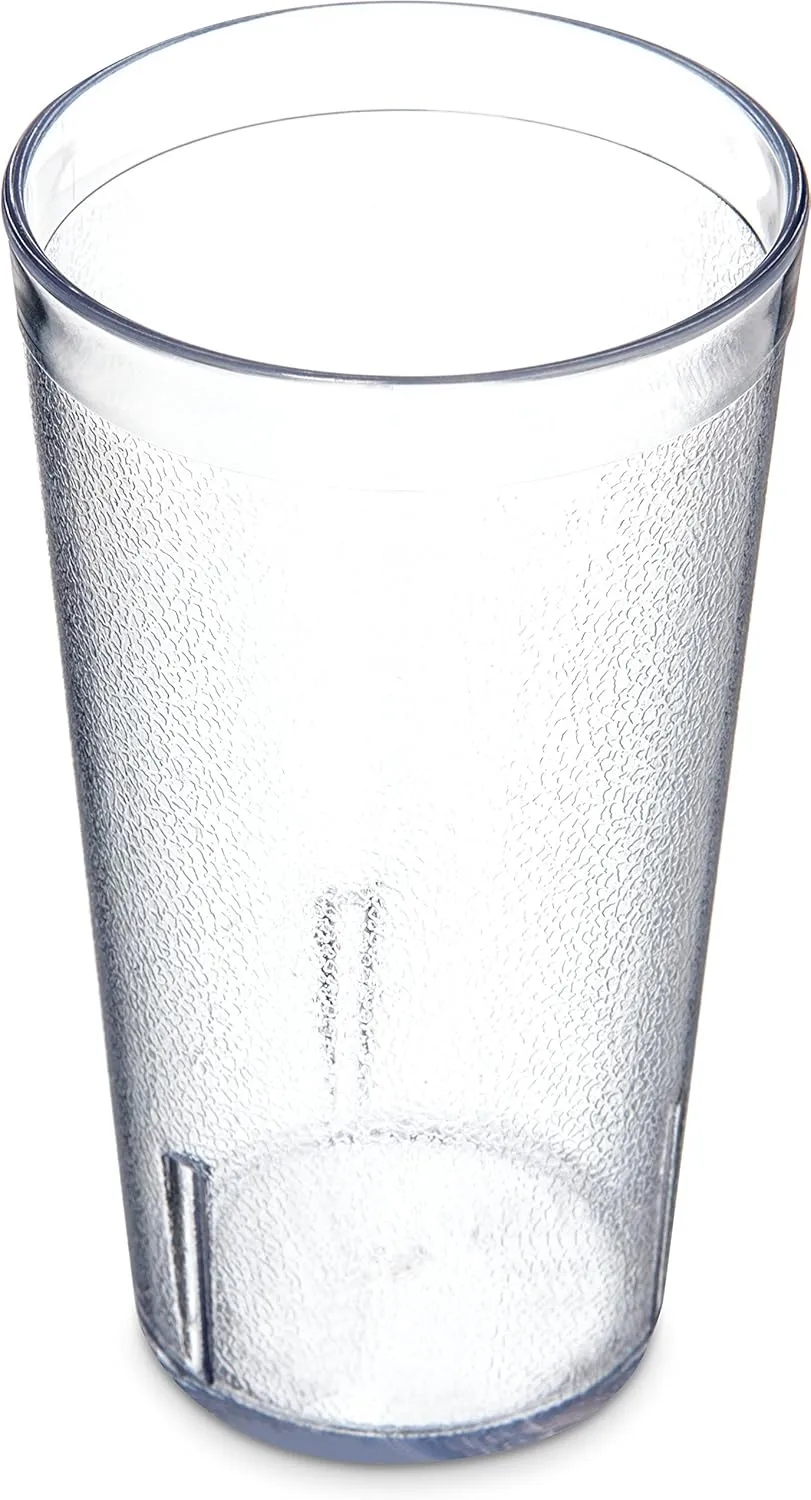 Carlisle FoodService Products Stackable Tumbler with Pebbled Exterior for Kitchen, Restaurants, And Fast Food, Plastic, 16 Ounces, Clear, (Pack of 24)