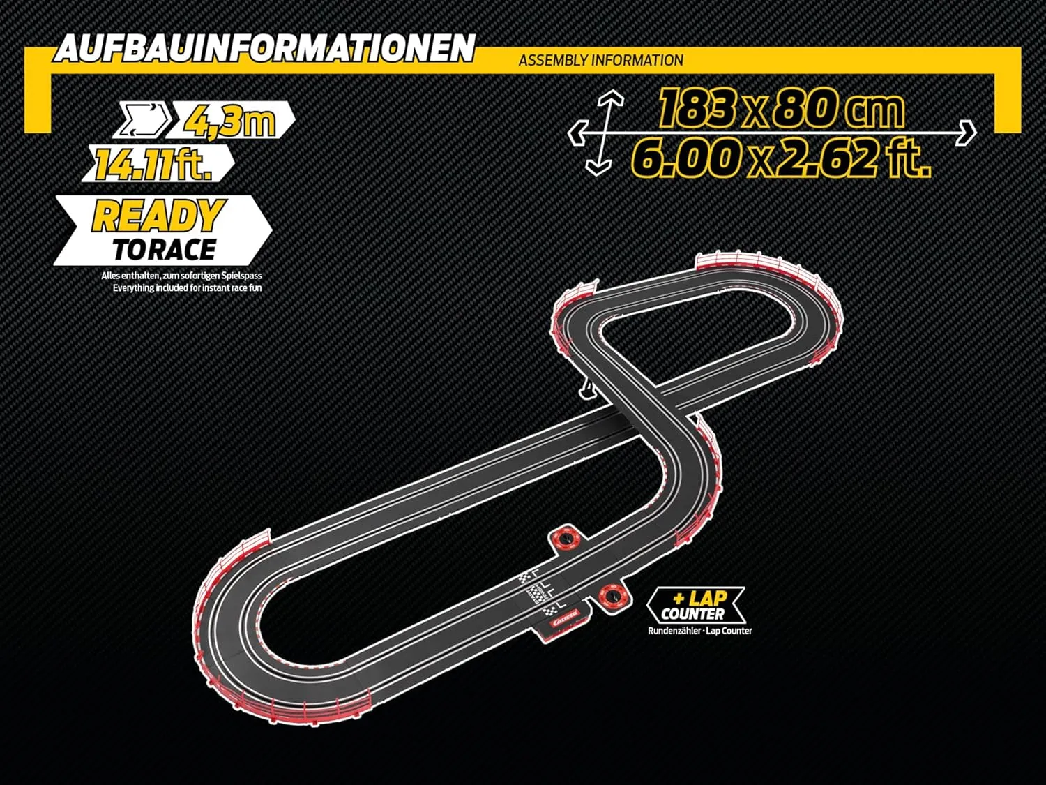 Carrera GO Electric Powered Slot Car Racing Kids Toy Race Track Set 1:43 Scale, Flying Lap