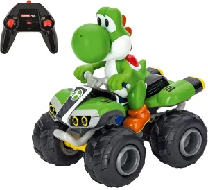 Carrera RC Nintendo Mario Kart 2.4 GHz Radio Remote Control Toy Car Vehicle - Yoshi Quad, Black/Green