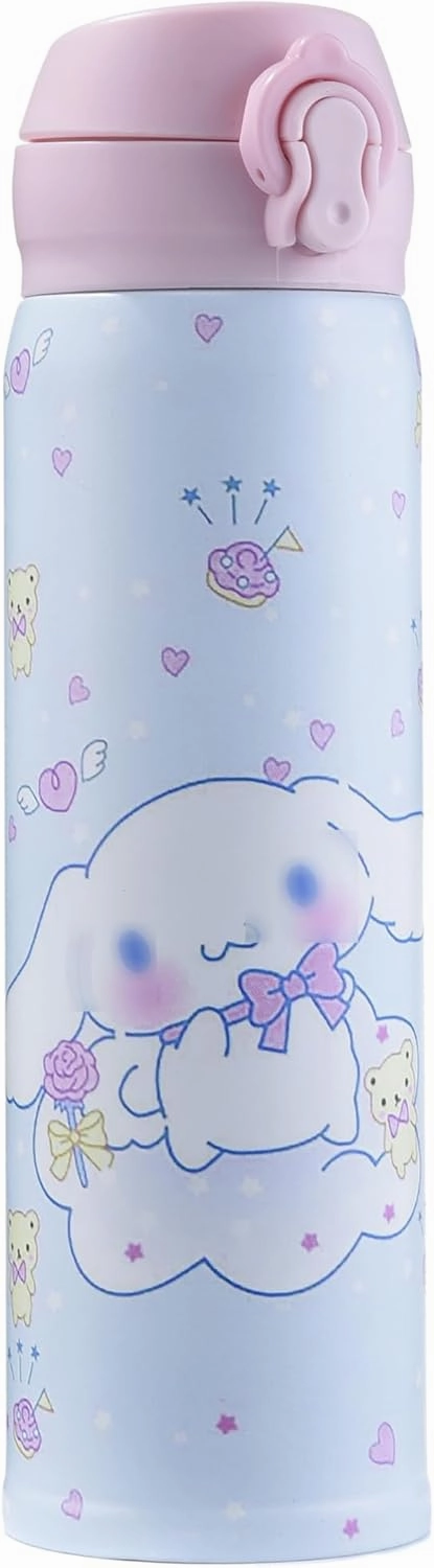 Cartoon Anime Water Bottle, 500ml Reusable Cup for Girls (blue02)
