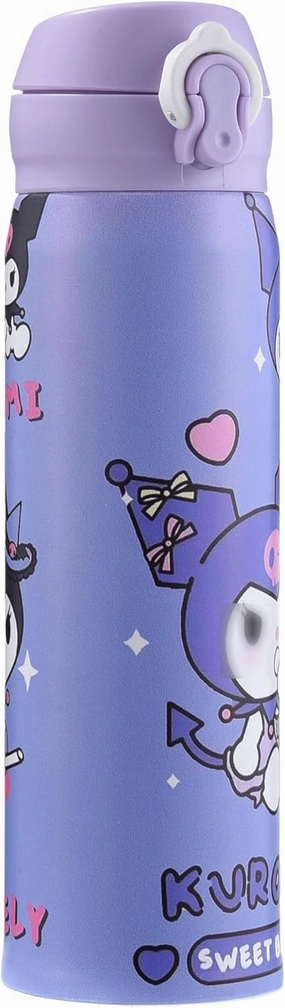 Cartoon Anime Water Bottle, 500ml Reusable Cup for Girls (purple01)