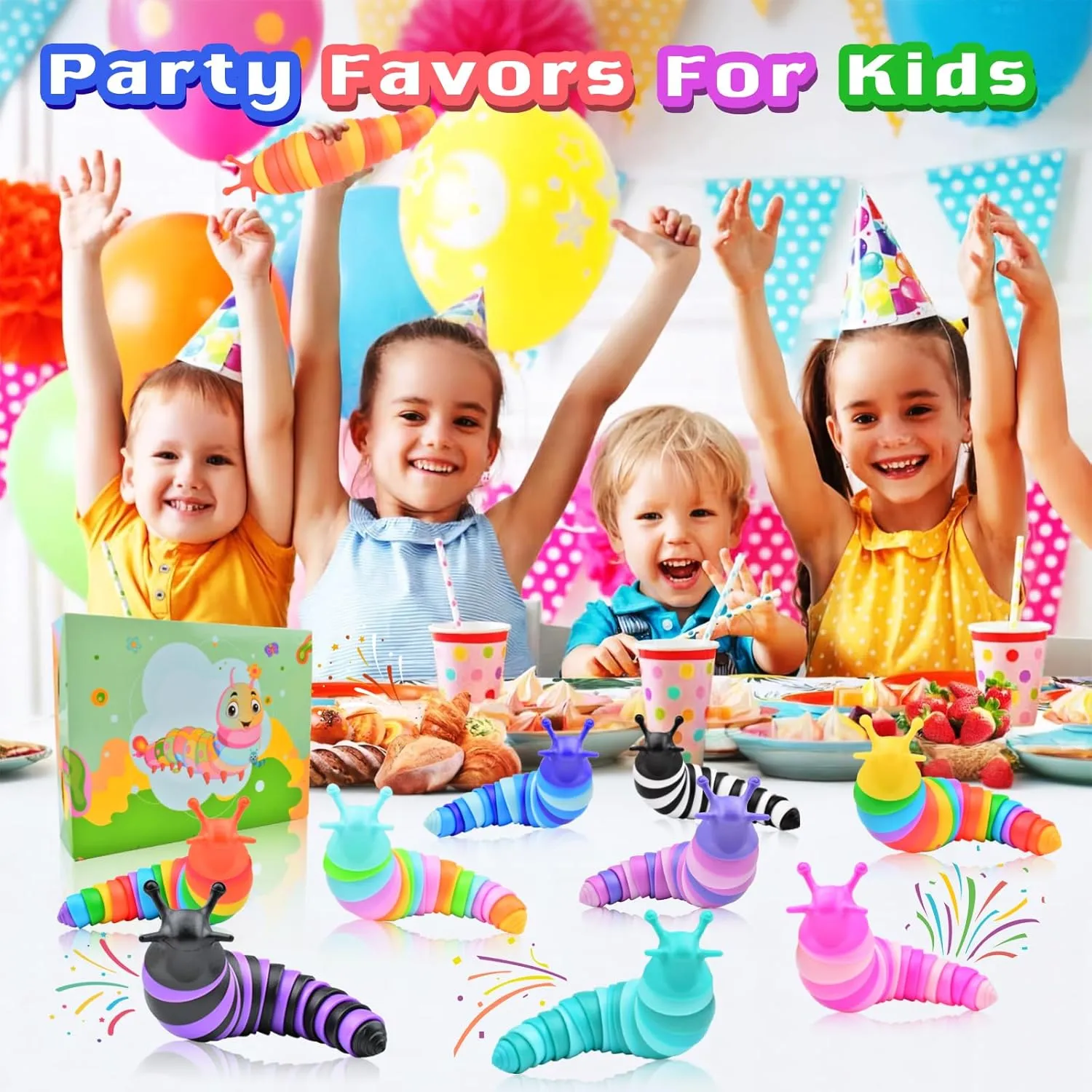 Cevioce 12 Pcs Toddler Party Favors for Kids 8-12 Fidget Toys Slug for Students Treasure Box Toys for Classroom Prizes Toddler Easter Basket Stuffers Essentials Gifts for Kids
