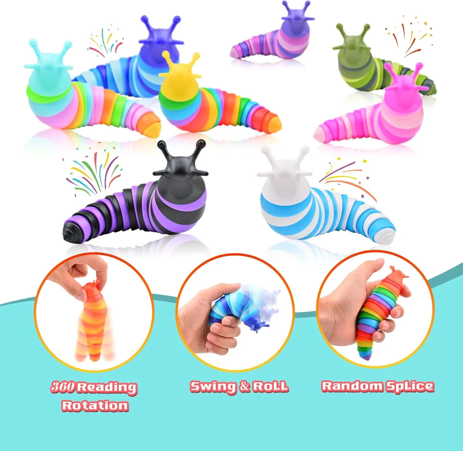 Cevioce 12 Pcs Toddler Party Favors for Kids 8-12 Fidget Toys Slug for Students Treasure Box Toys for Classroom Prizes Toddler Easter Basket Stuffers Essentials Gifts for Kids