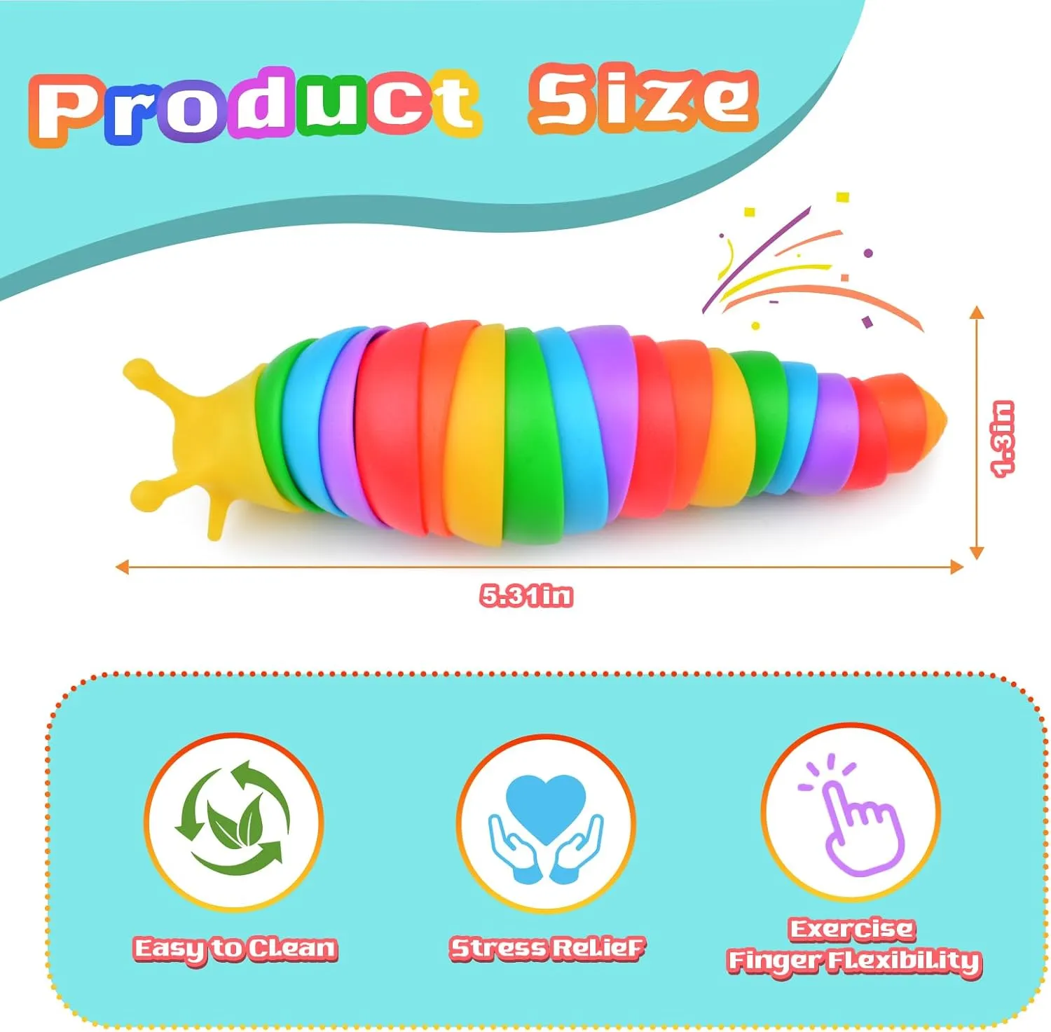 Cevioce 12 Pcs Toddler Party Favors for Kids 8-12 Fidget Toys Slug for Students Treasure Box Toys for Classroom Prizes Toddler Easter Basket Stuffers Essentials Gifts for Kids