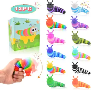 Cevioce 12 Pcs Toddler Party Favors for Kids 8-12 Fidget Toys Slug for Students Treasure Box Toys for Classroom Prizes Toddler Easter Basket Stuffers Essentials Gifts for Kids