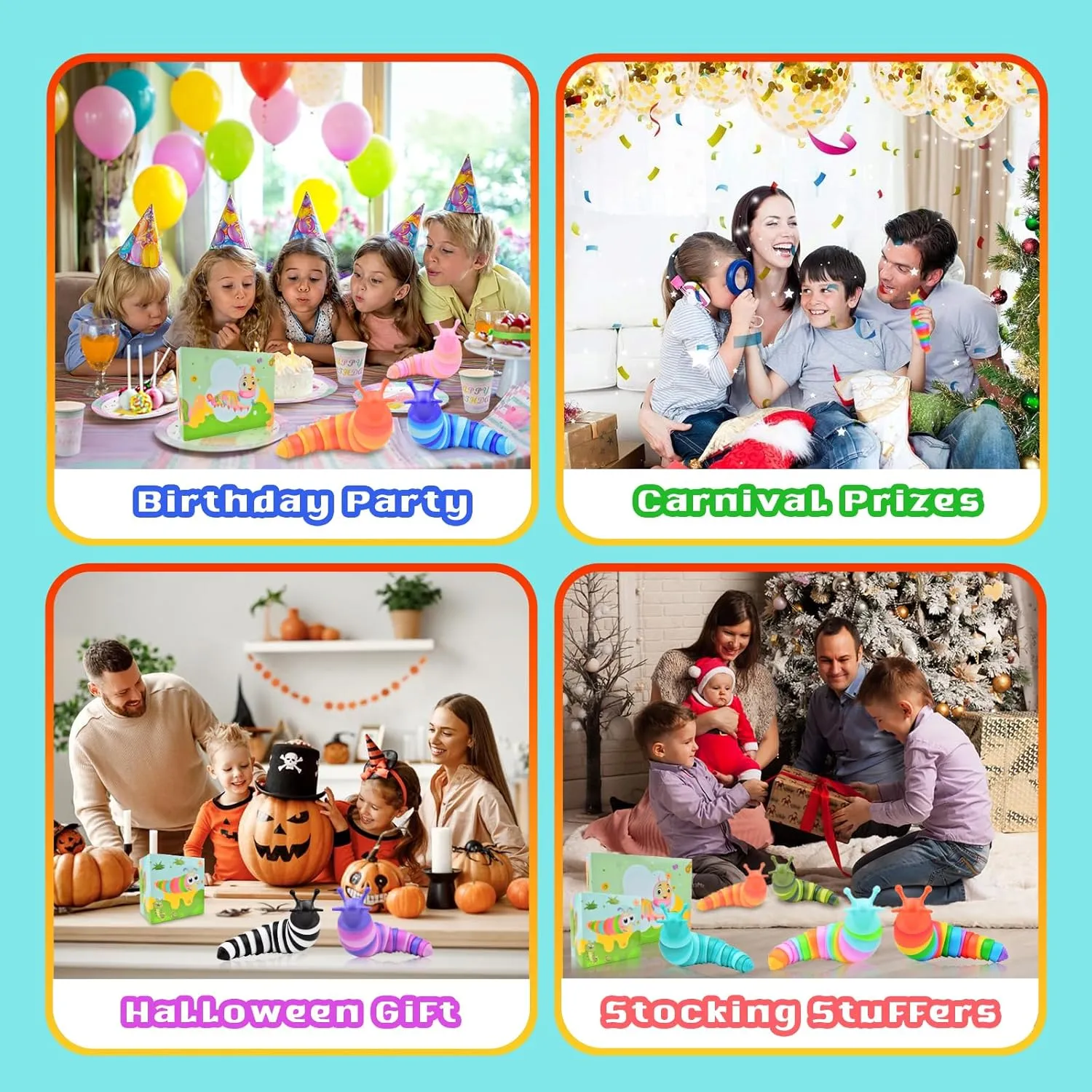 Cevioce 12 Pcs Toddler Party Favors for Kids 8-12 Fidget Toys Slug for Students Treasure Box Toys for Classroom Prizes Toddler Easter Basket Stuffers Essentials Gifts for Kids