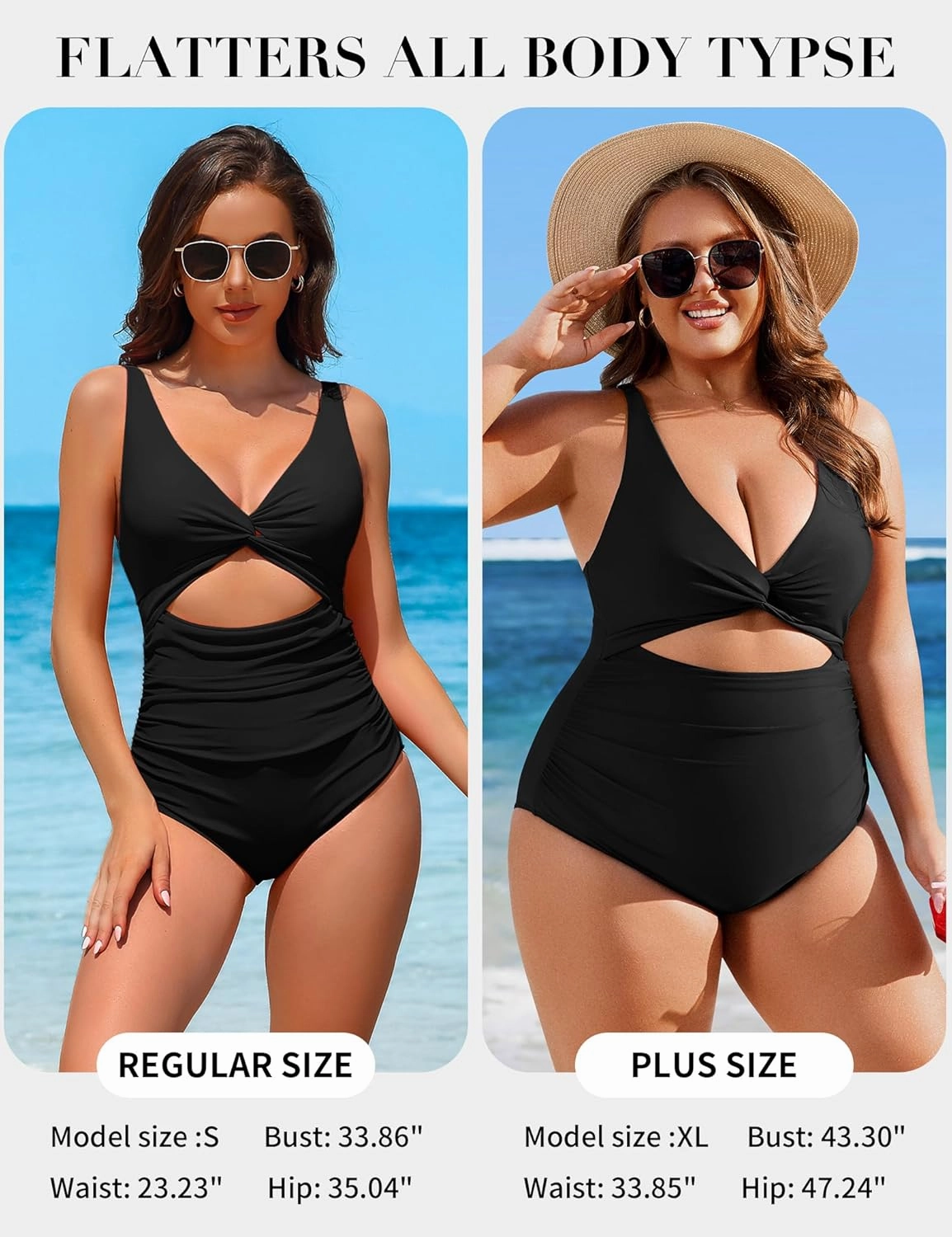 Charmo Womens One Piece Swimsuit Ruched Tummy Control High Cut Backless V Neck Bathing Suits Swimwear