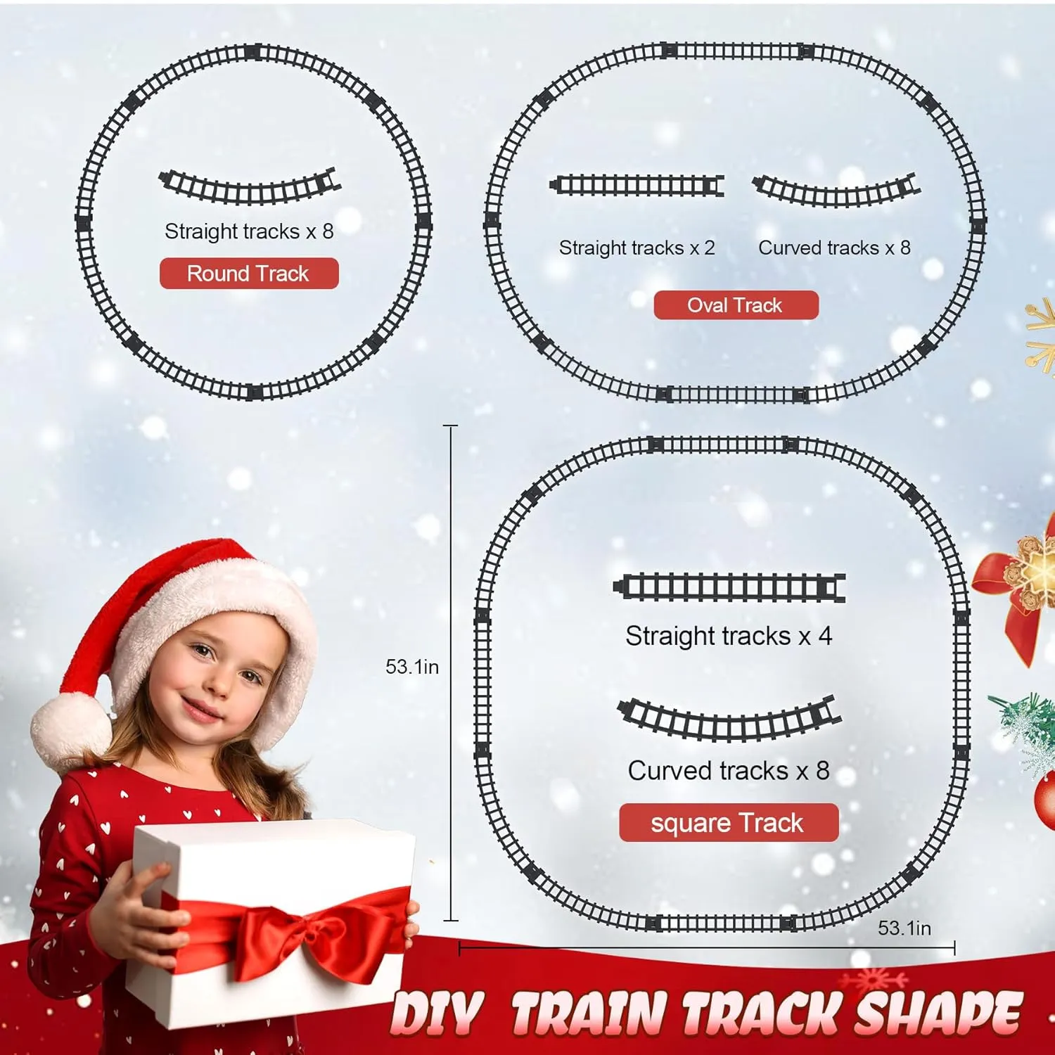 Christmas Train Set with Smoke, Light and Sounds, Kids Train Set, Toy Train Set for Around The Tree, Train Toy for Ages 3 4 5 6 7 8  Years Old Boys, Green