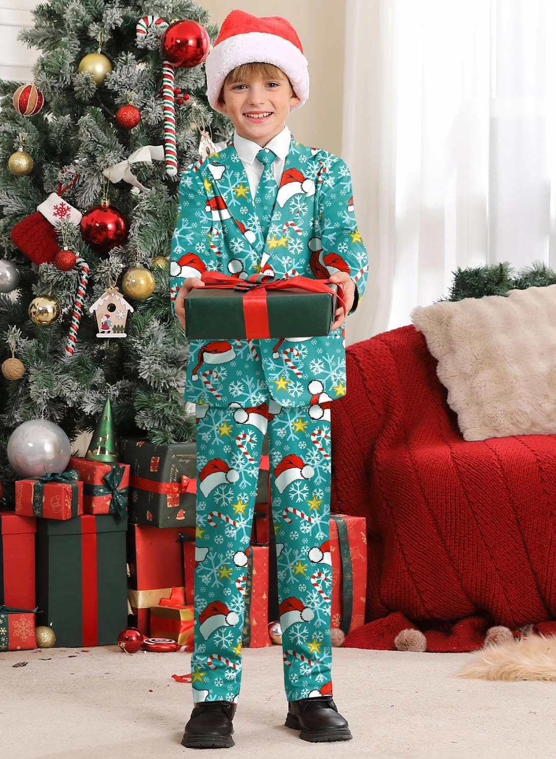 Christmas Boys Ugly 3 Piece Suits with Jacket, Pants & Tie 5-14 Years