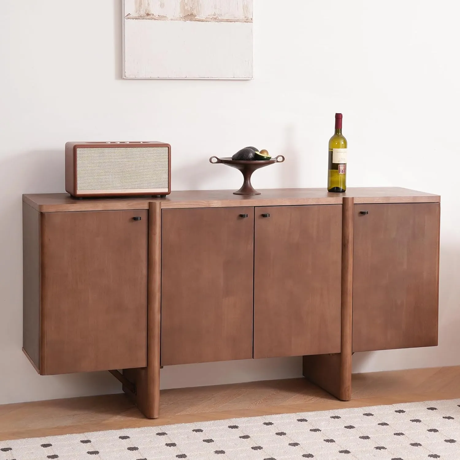 Christopher Knight Home Austen Retro Minimalist Wooden Storage Sideboard, Living Room Cupboard with Shelves, Dining Room/Kitchen Buffet Cabinet, Entryway Display Table, Home Office Credenza, Espresso