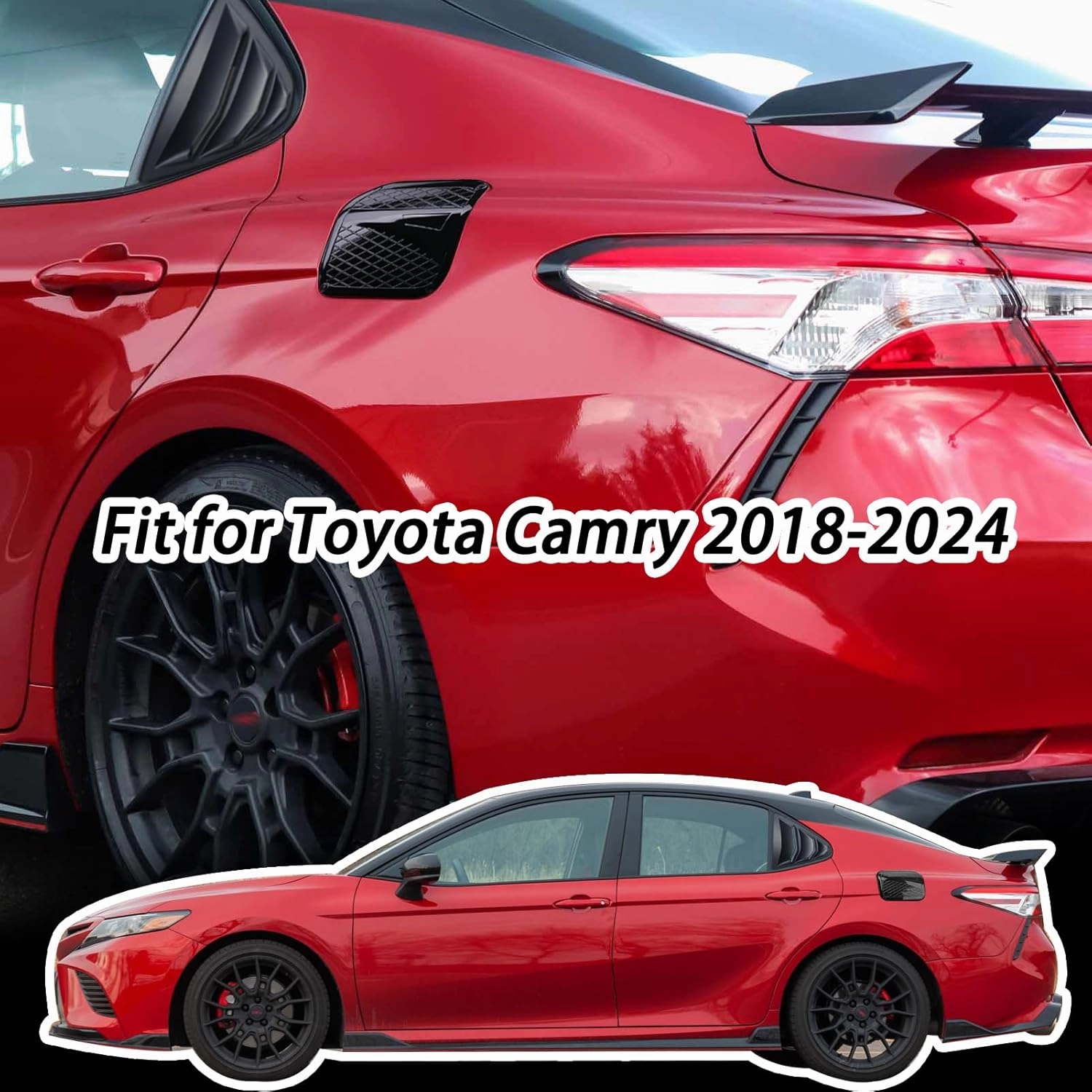 CKE Compatible with Toyota Camry 2024 2023 2022 2021 2020 2019 2018 Accessories Sporty Car Rear Side Window Louvers Air Vent Scoop Shades Cover Trim Blinds -Matt Black (Not Fit 2025)