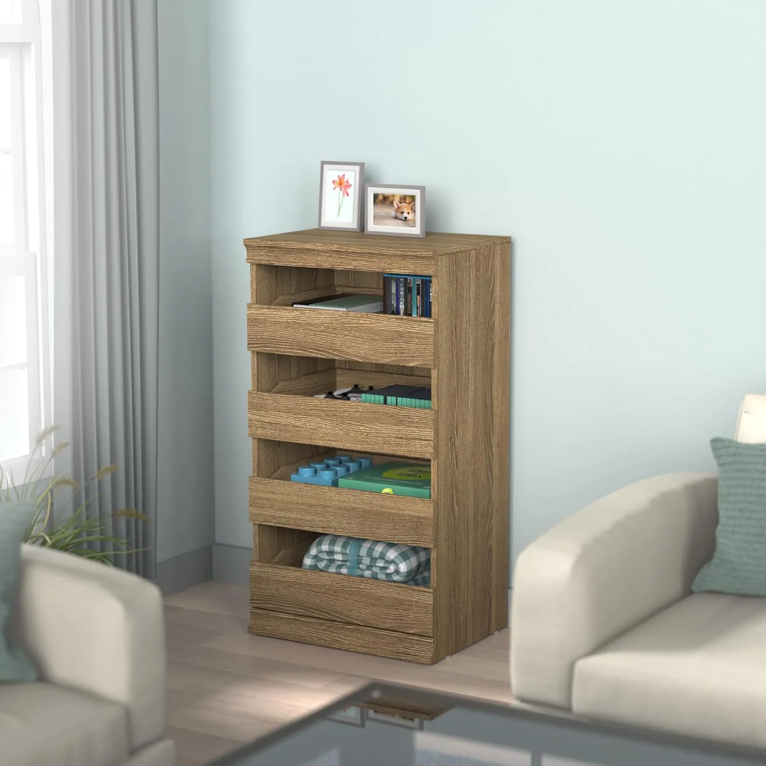 ClosetMaid Modular Storage Unit with 4 Drawers, Wood Closet Organizer, Stacking, Full Backer, Storage, Decorative Trim, Sand