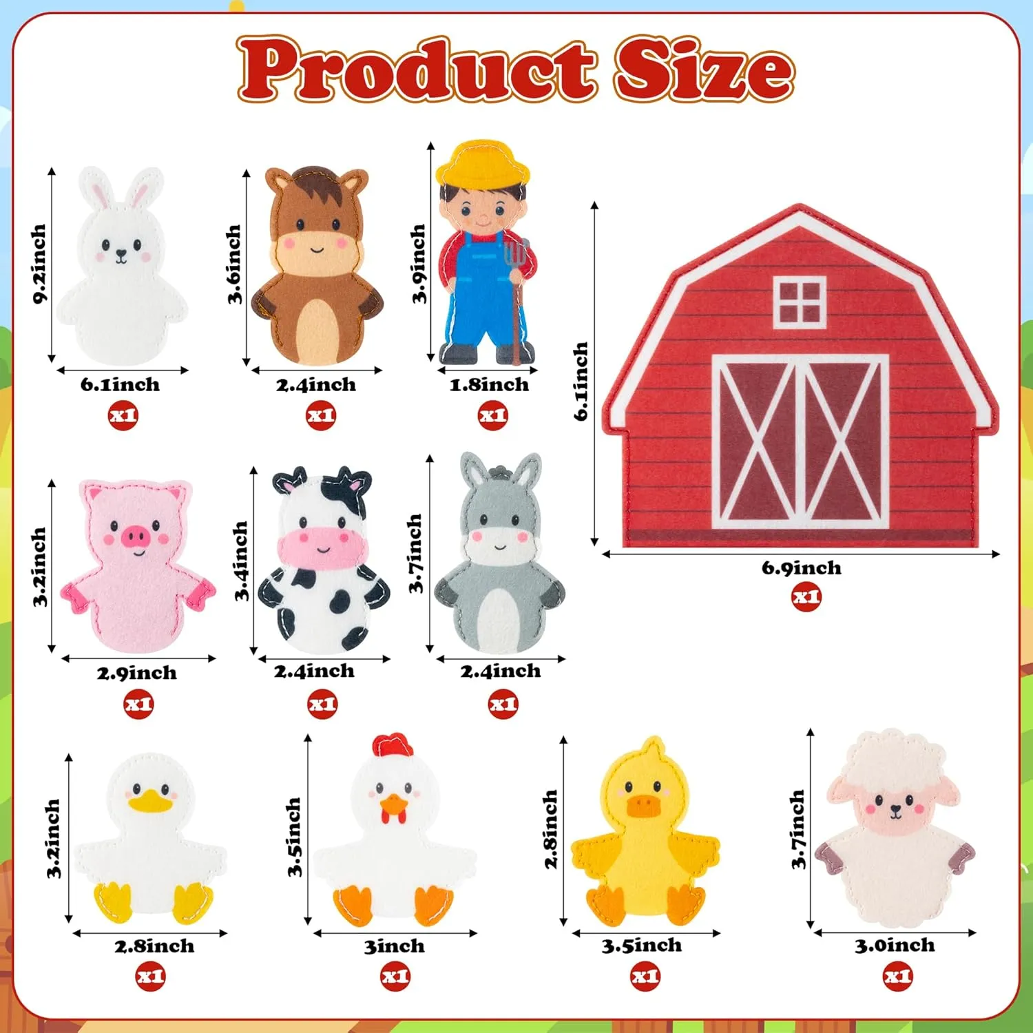 COcnny Farm Animal Finger Puppets - 66pcs Farm Felt Finger Puppet with 6pcs Barn Bag Set Making Crafts Kit for Kids, Make Your Own Story Telling Role Play Toys for Boys Girls Toddles Ages 3 4-8