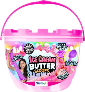 Compound Kings Ice Cream Butter Cloudz Scented Large Slime Bucket for Kids – Soft, Squishy, Non-Toxic Sensory Toy | Strawberry Shortcake, Pink & White Swirl Gift Set