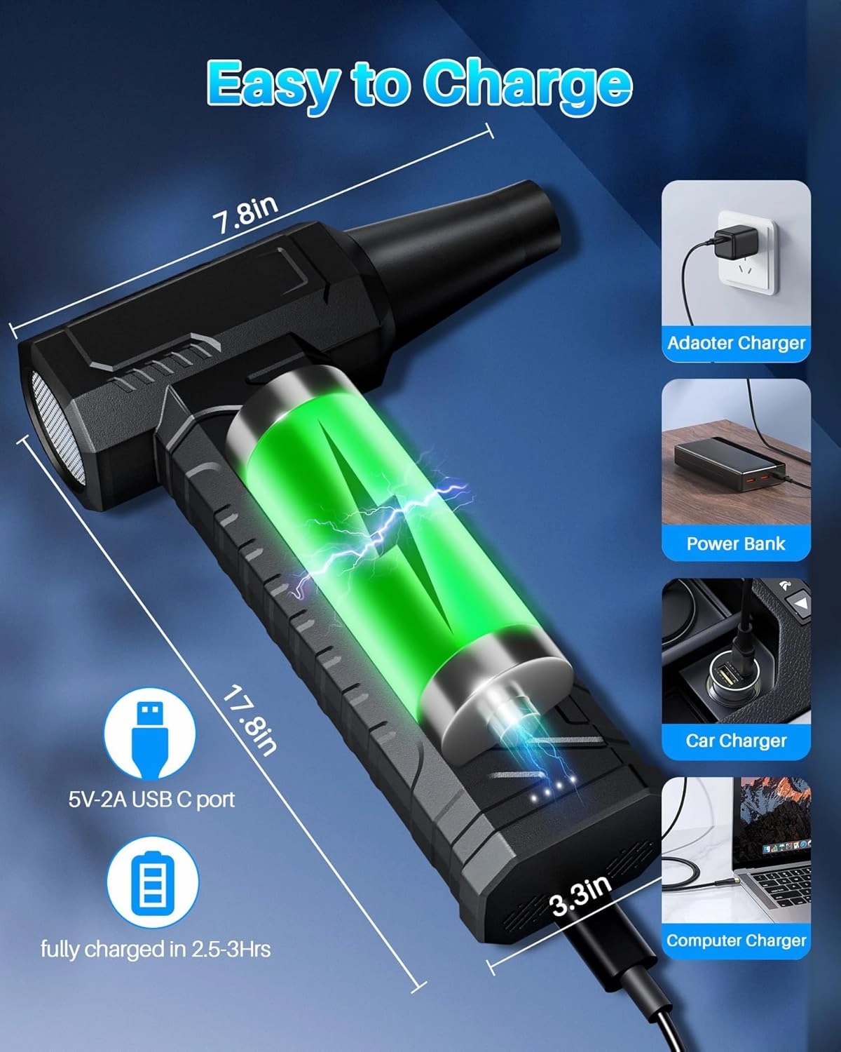 Compressed Air Duster-Replaces Compressed Air Cans-Canned Air, 150,000RPM Electric Air Duster, Rechargeable Cordless Air Blower for Keyboard, PC, Electric Devices Cleaning