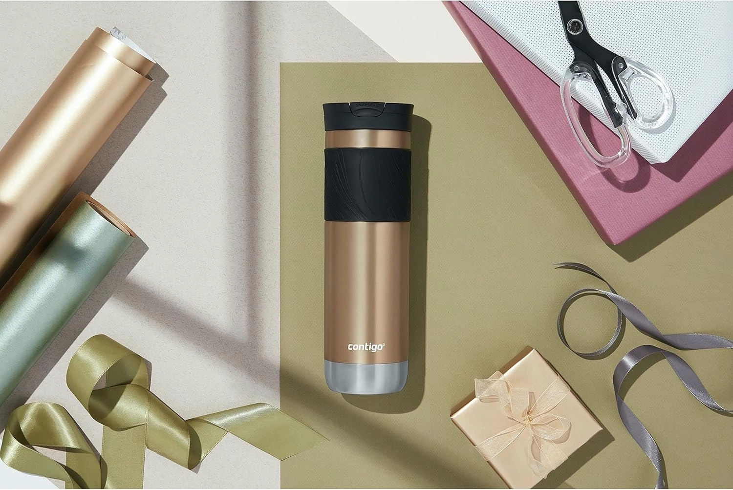 Contigo Byron Vacuum-Insulated Stainless Steel Travel Mug 24oz Chardonnay Color with Leak-Proof Lid Keeps Beverages Hot or Cold Perfect for Coffee Lovers Travelers Campers and Outdoor Activities