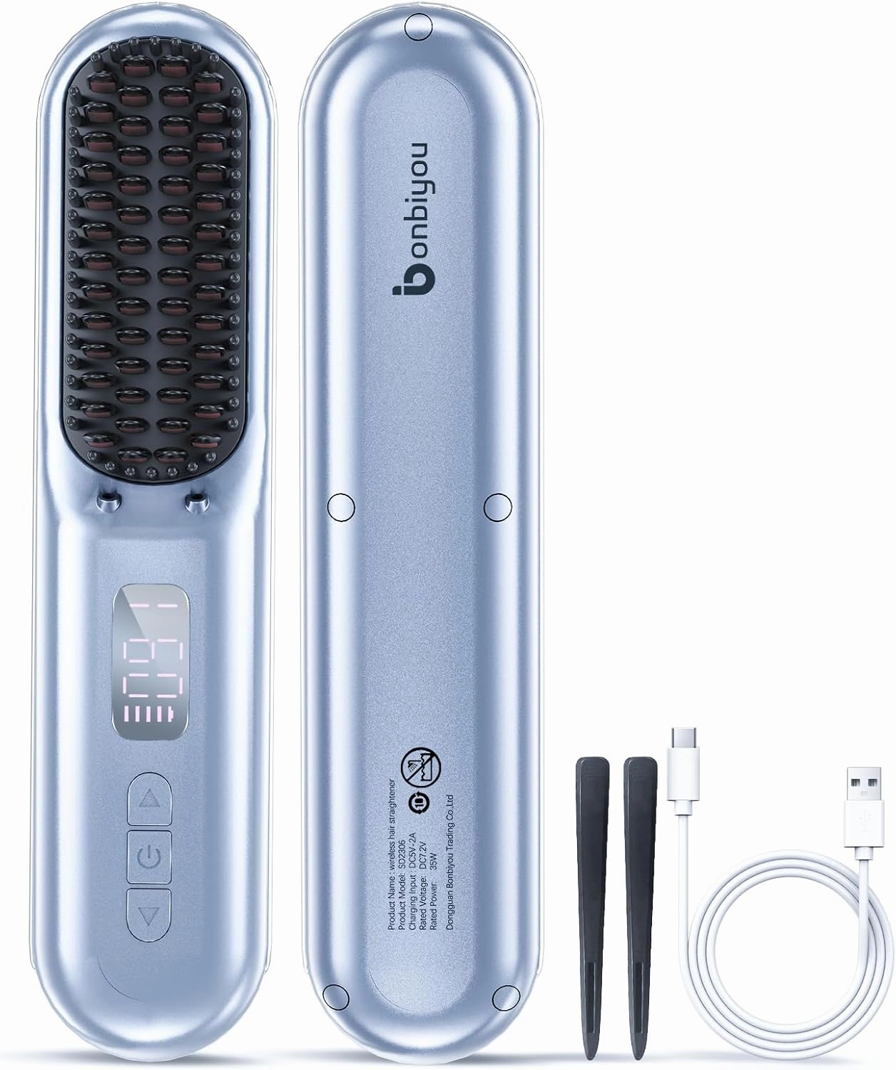 Cordless Hair Straightener Brush-2024PRO Portable Rechargeable Straightening Brush for Travel/Home/Outdoor, Mini Ionic Hot Comb Straightener for Women, Lightweight On-The-Go Styling