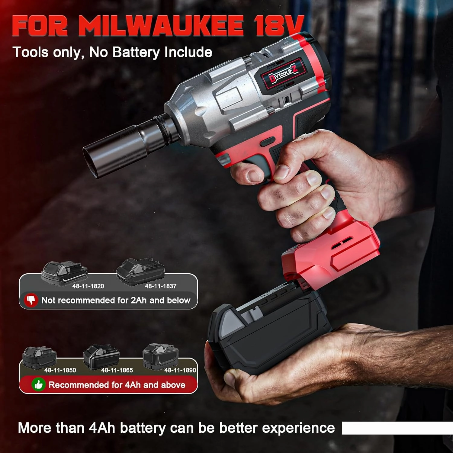 Cordless Impact Wrench 1/2 inch for Milwaukee 18V Battery, 900FT-LBS(1200N.m) Brushless Electric Impact Gun for Car Home, High Torque Power Impact Driver with 6Pcs Sockets & Storage Case (No Battery)