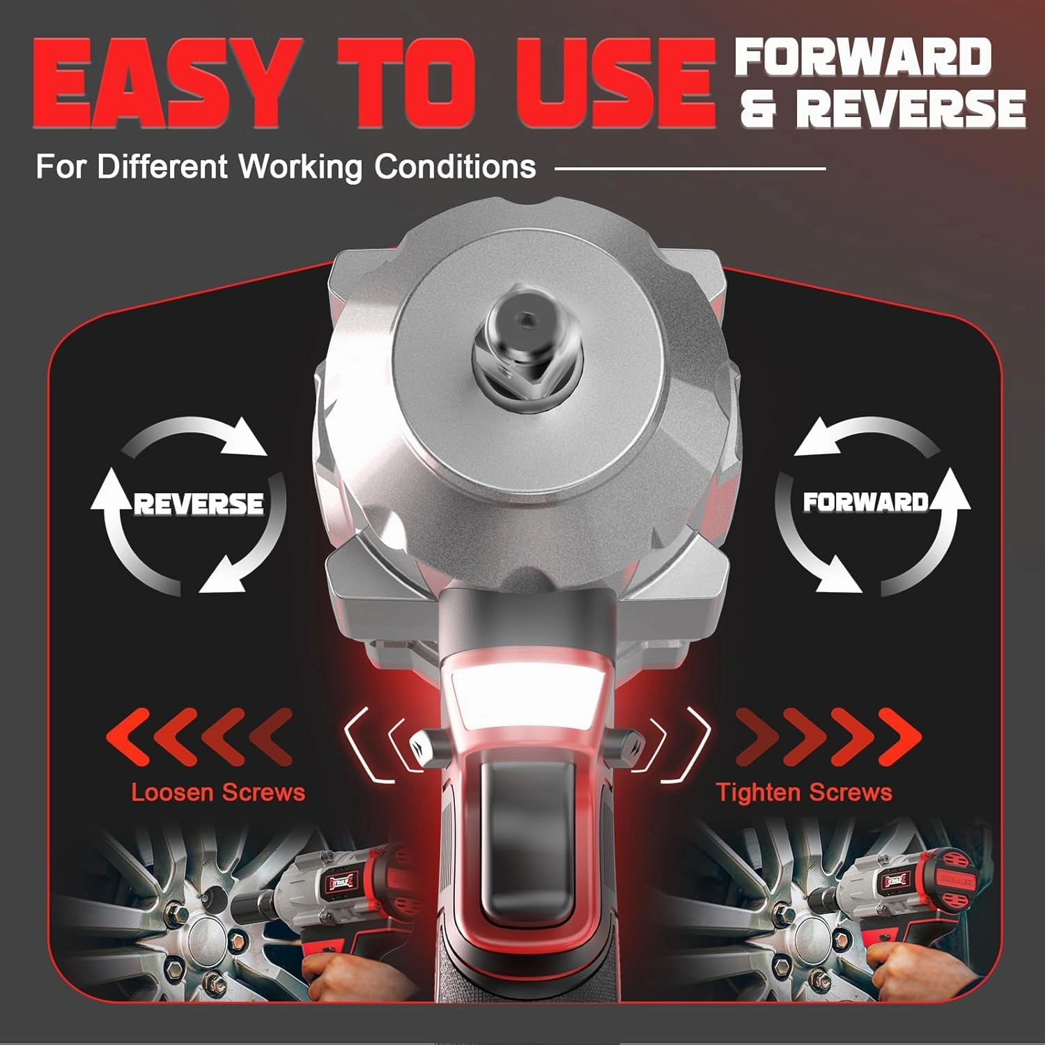 Cordless Impact Wrench 1/2 inch for Milwaukee 18V Battery, 900FT-LBS(1200N.m) Brushless Electric Impact Gun for Car Home, High Torque Power Impact Driver with 6Pcs Sockets & Storage Case (No Battery)