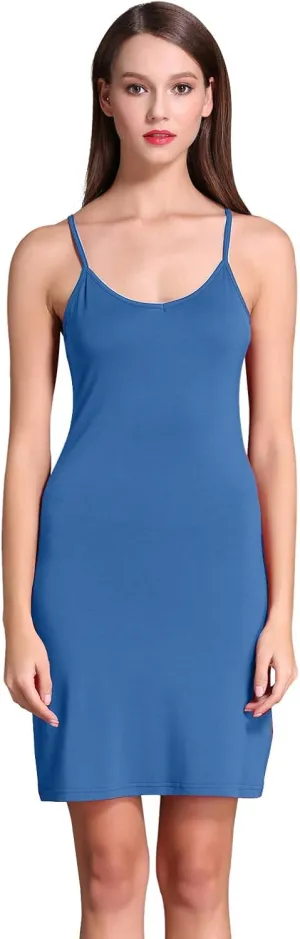 Coreal Full Slip For Women Under Dress Adjustable Spaghetti Strap Knee Length Slips Undergarment Nightwear