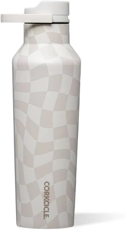 Corkcicle Sport Canteen Insulated Tumbler, 20oz Wavy Checkerboard - Neutrals