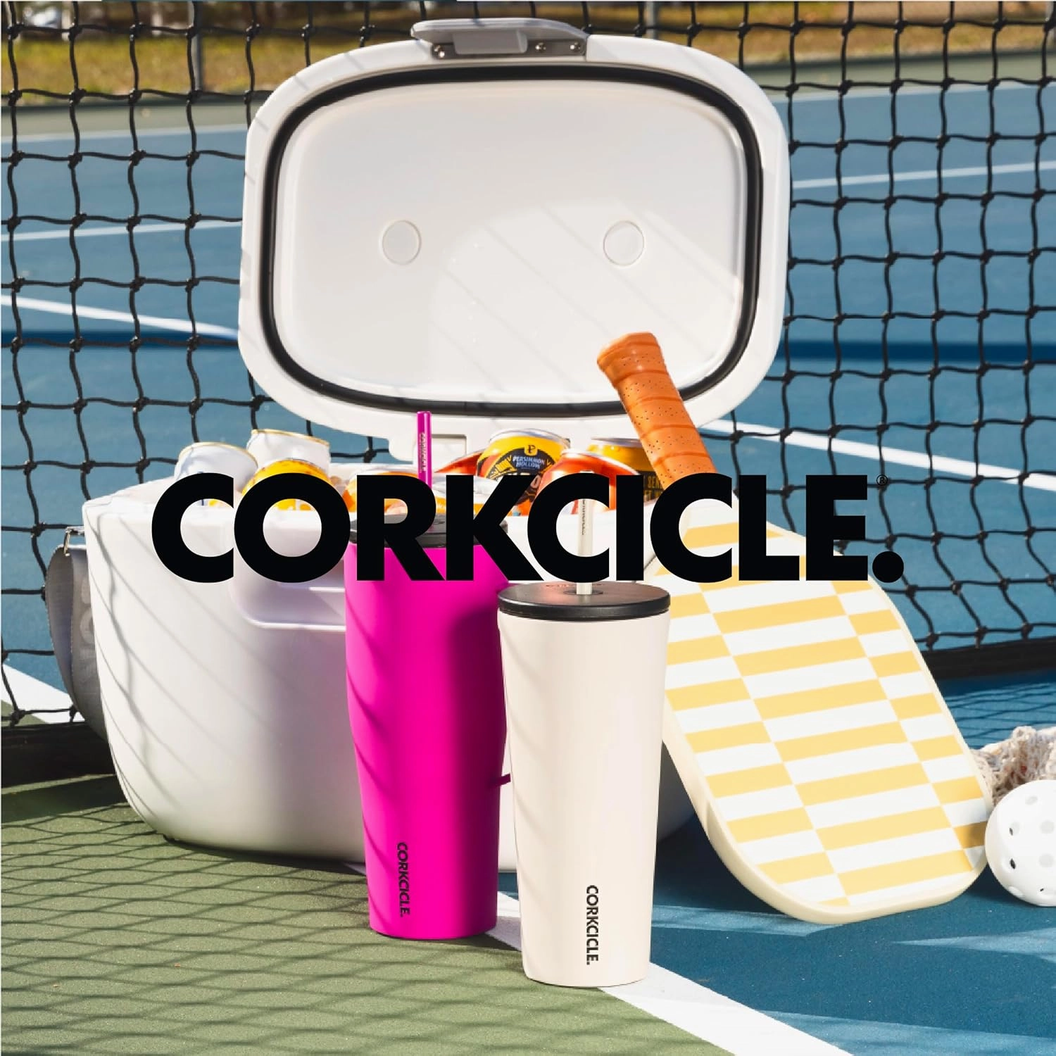 Corkcicle Sun-Soaked Pink Insulated Tumbler, 24 oz - Reusable Water Bottle Keeps Beverages Cold for 12hrs, Hot 5hrs - Cupholder Friendly Tumbler with Lid & Flexible Straw