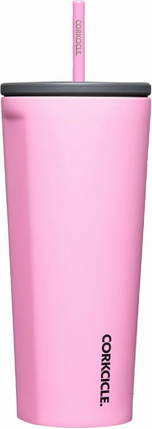 Corkcicle Sun-Soaked Pink Insulated Tumbler, 24 oz - Reusable Water Bottle Keeps Beverages Cold for 12hrs, Hot 5hrs - Cupholder Friendly Tumbler with Lid & Flexible Straw