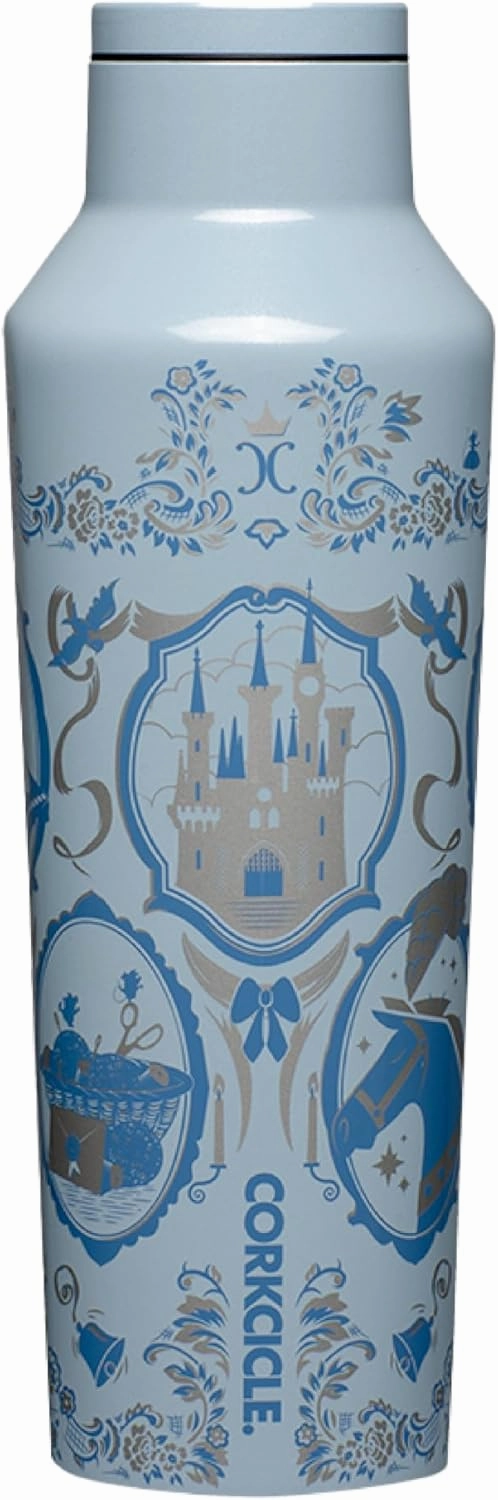 Corkcicle x Disney Princess Cinderella Sport Canteen Insulated Tumbler, 20 oz – Reusable Water Bottle Keeps Beverages Cold for 25 Hours & Hot 12 Hours – Cupholder Friendly Tumbler with Screw-On Cap
