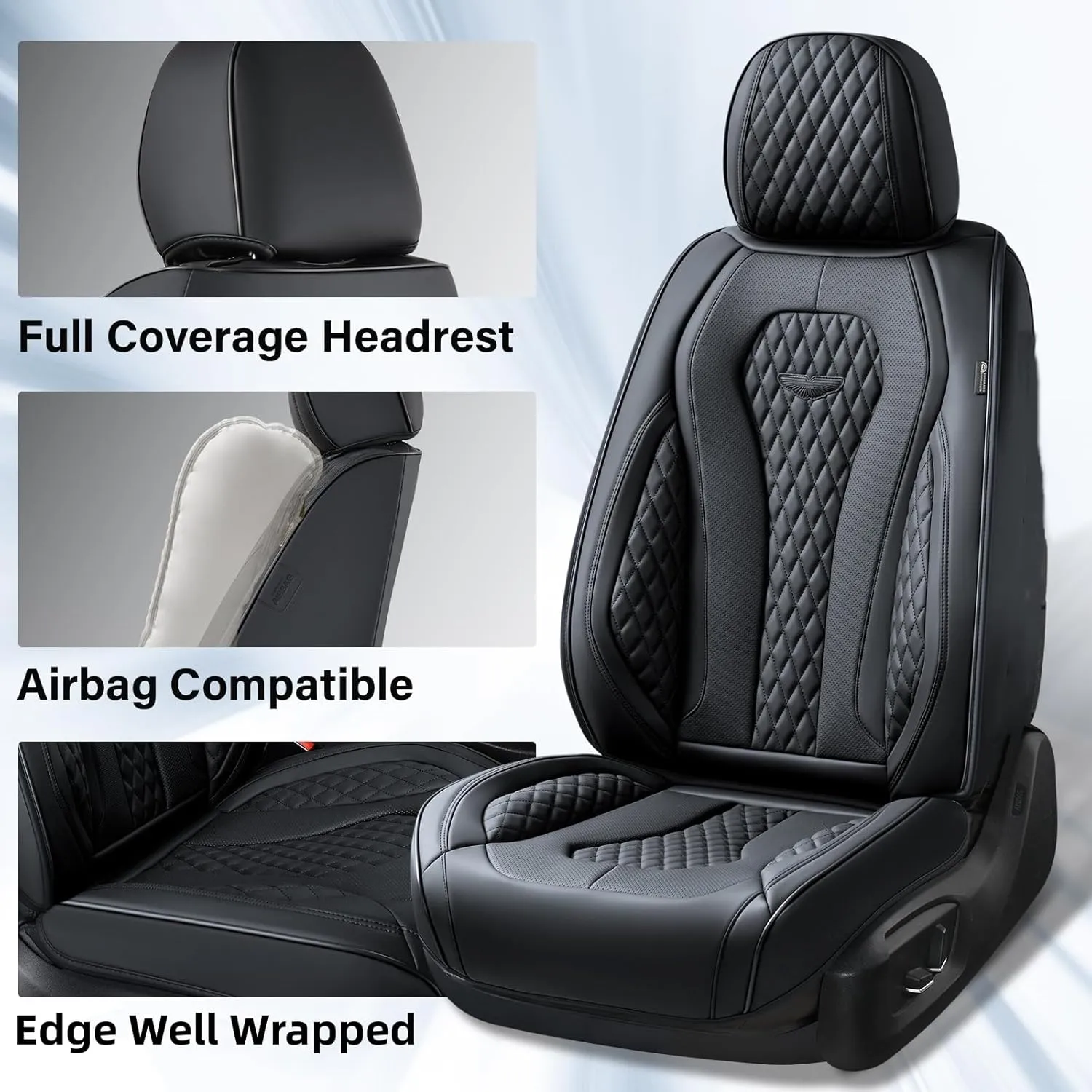 Coverado Seat Covers, Car Seat Covers Front Seats, Black Car Seat Cover, Waterproof Car Seat Covers, Car Seat Cushion, Front Car Seat Covers Leatherette Car Seat Protector Universal Fit Most Cars