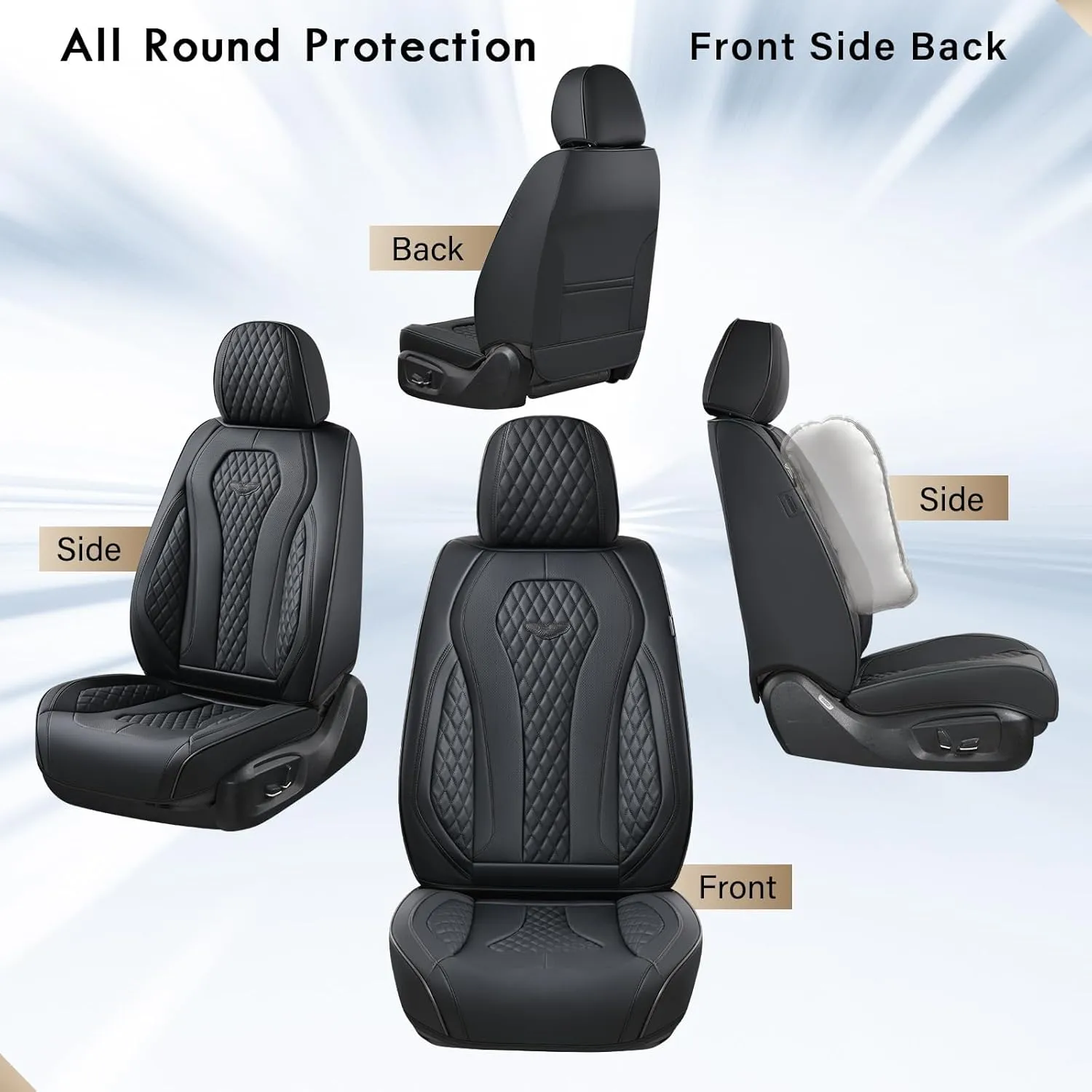 Coverado Seat Covers, Car Seat Covers Front Seats, Black Car Seat Cover, Waterproof Car Seat Covers, Car Seat Cushion, Front Car Seat Covers Leatherette Car Seat Protector Universal Fit Most Cars