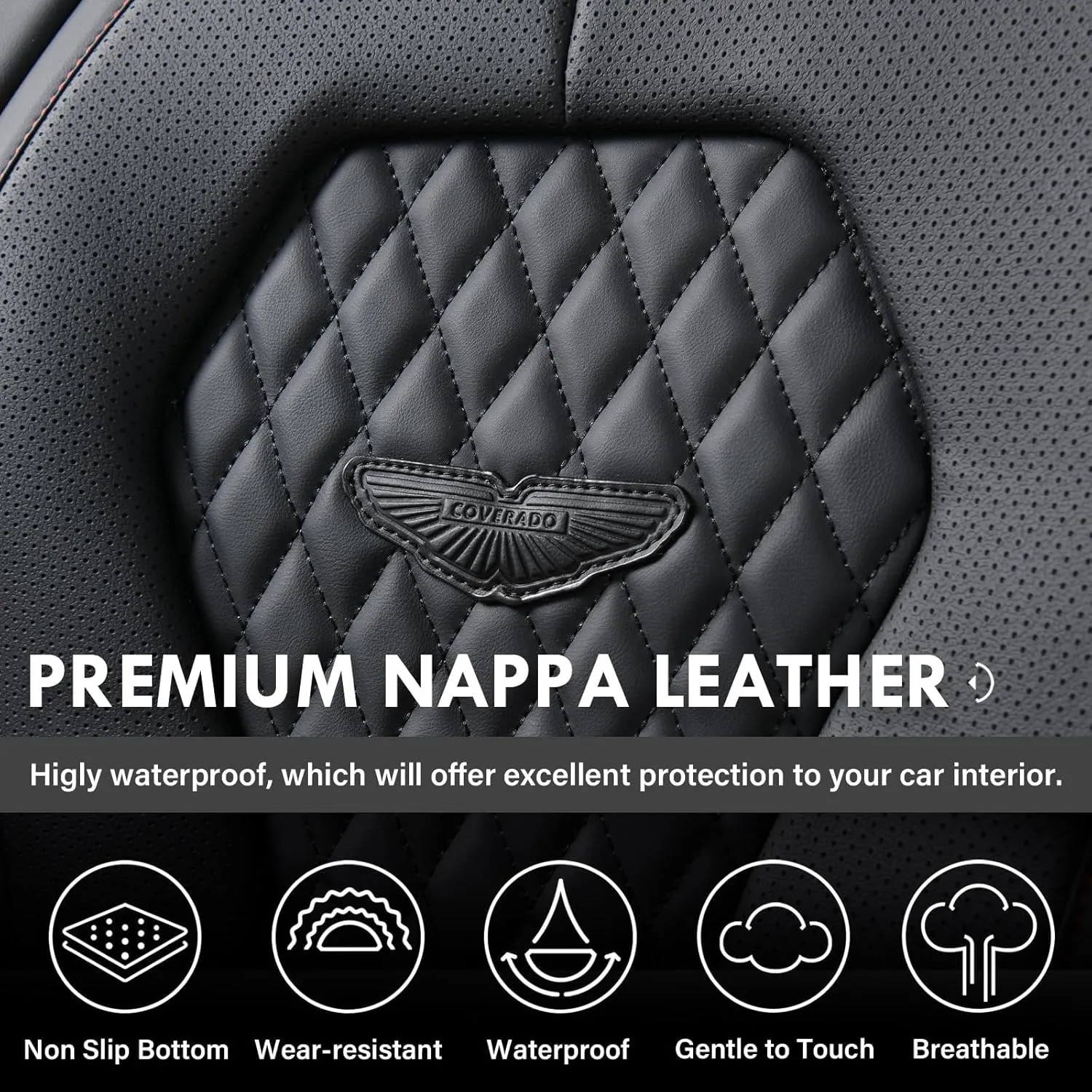 Coverado Seat Covers, Car Seat Covers Front Seats, Black Car Seat Cover, Waterproof Car Seat Covers, Car Seat Cushion, Front Car Seat Covers Leatherette Car Seat Protector Universal Fit Most Cars