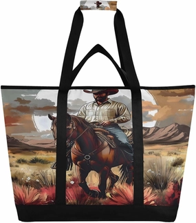 Cowboy Reusable Insulated Lunchbox Cooler Bag, Leakproof Kitchen Grocery Bag Collapsible Portable Cooler Tote Bag for Picnic, Camping, Office, Travel