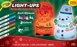 Crayola Light Ups Santa and Snowman Bundle, Recolorable Light Up Toy, Gift for Kids, 5, 6, 7, 8