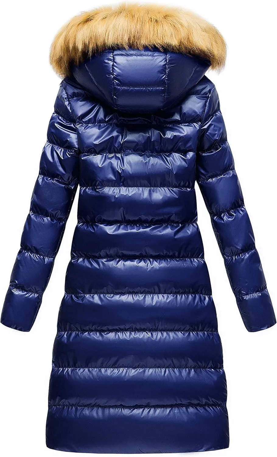 CREATMO US Women's Long Winter Faux Fur Coat Puffer Warm Jacket with Detachable Hood