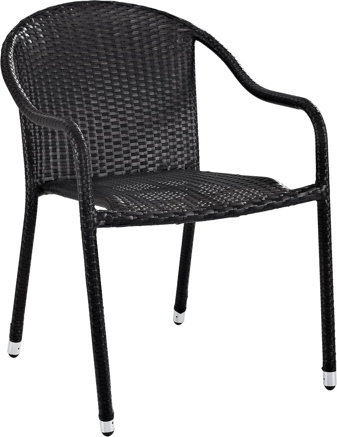 Crosley Furniture Palm Harbor 4-Piece Stackable Outdoor Chair Set, Wicker Patio Chairs for Dining, Porch, Brown