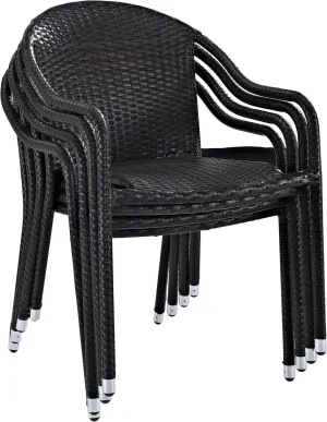 Crosley Furniture Palm Harbor 4-Piece Stackable Outdoor Chair Set, Wicker Patio Chairs for Dining, Porch, Brown