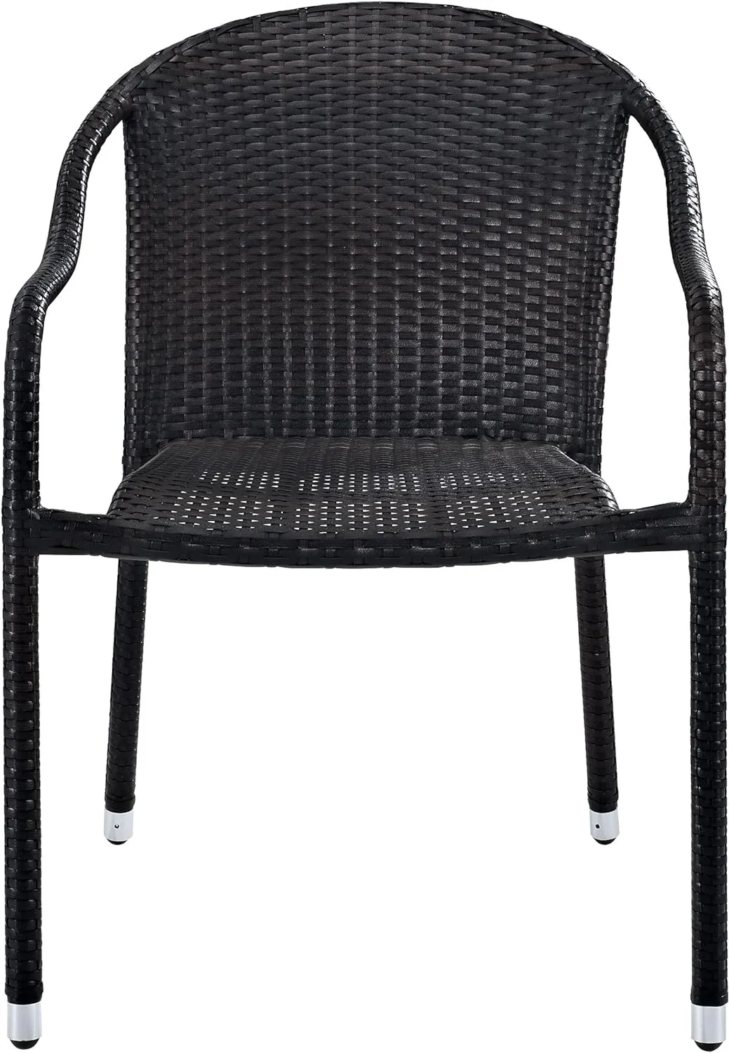 Crosley Furniture Palm Harbor 4-Piece Stackable Outdoor Chair Set, Wicker Patio Chairs for Dining, Porch, Brown