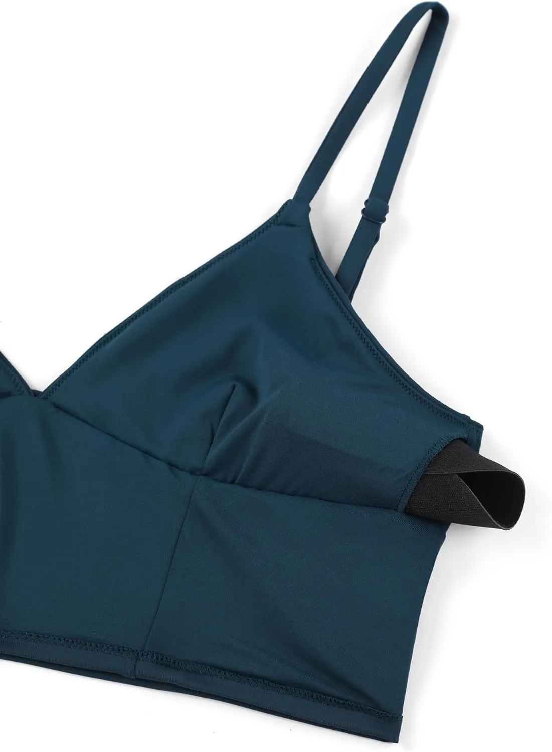 CRZ YOGA Womens V Neck Bikini Tops Adjustable Spaghetti Straps Bathing Suit Sexy Swimsuit Padded