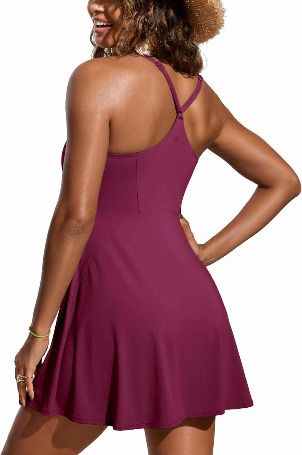 CRZ YOGA Womens One Piece Swimsuits Modest Swim Dress Tummy Control Adjustable Y-Back Straps Athletic Bathing Suit Swimwear