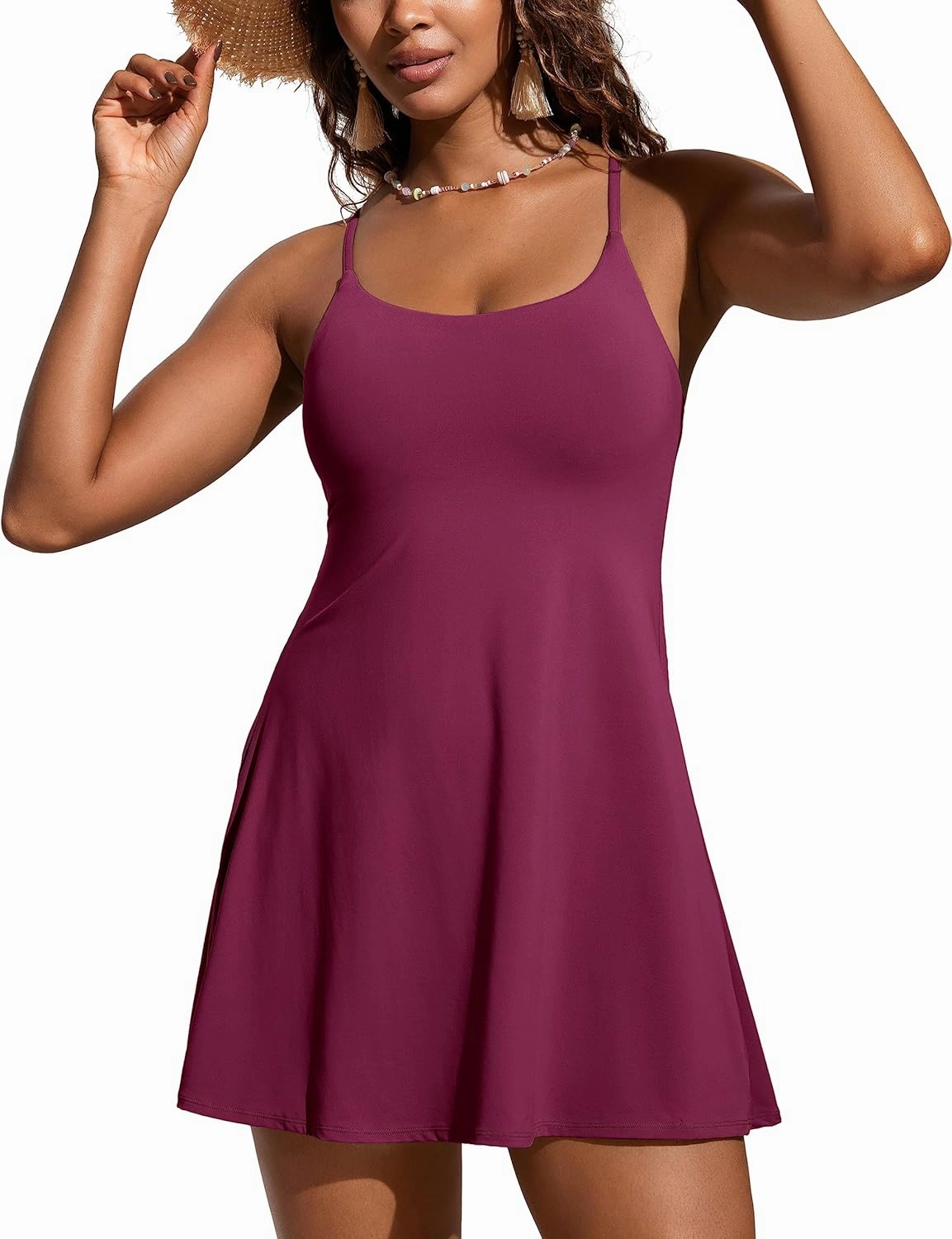 CRZ YOGA Womens One Piece Swimsuits Modest Swim Dress Tummy Control Adjustable Y-Back Straps Athletic Bathing Suit Swimwear