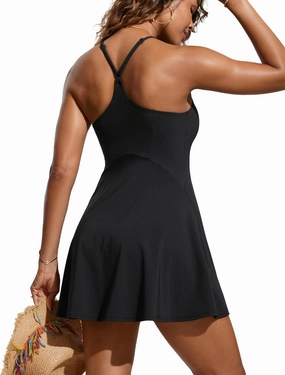 CRZ YOGA Womens One Piece Swimsuits Modest Swim Dress Tummy Control Adjustable Y-Back Straps Athletic Bathing Suit Swimwear