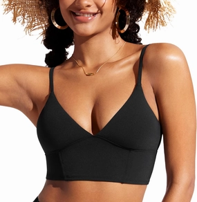 CRZ YOGA Womens V Neck Bikini Tops Adjustable Spaghetti Straps Bathing Suit Sexy Swimsuit Padded