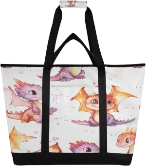 Cute Dragons Reusable Insulated Lunchbox Cooler Bag, Leakproof Kitchen Grocery Bag Collapsible Portable Cooler Tote Bag for Picnic, Camping, Office, Travel