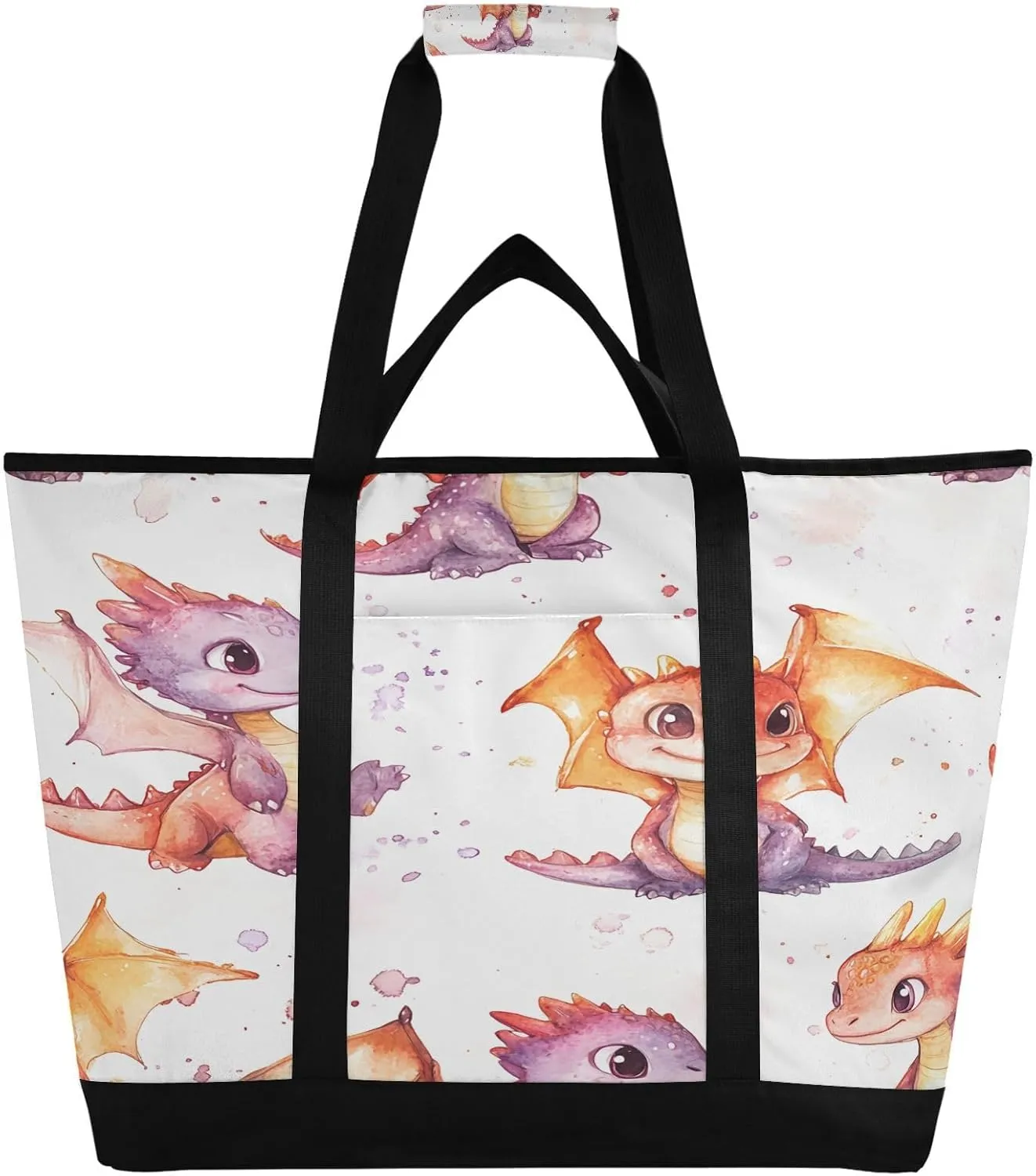 Cute Dragons Reusable Insulated Lunchbox Cooler Bag, Leakproof Kitchen Grocery Bag Collapsible Portable Cooler Tote Bag for Picnic, Camping, Office, Travel