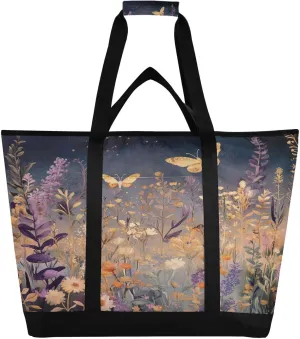 Daisy Butterfly Reusable Insulated Lunchbox Cooler Bag, Leakproof Kitchen Grocery Bag Collapsible Portable Cooler Tote Bag for Picnic, Camping, Office, Travel